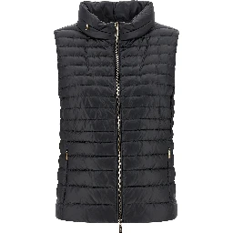 Black Polyester Sleeveless Jacket