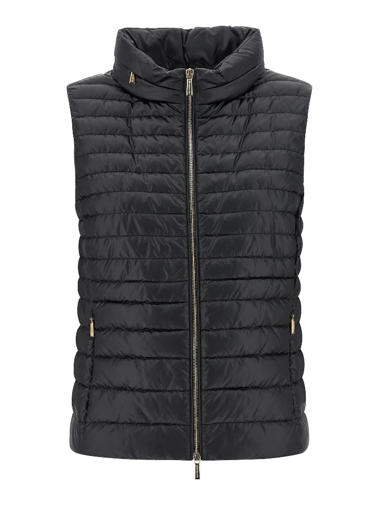 Black Polyester Sleeveless Jacket