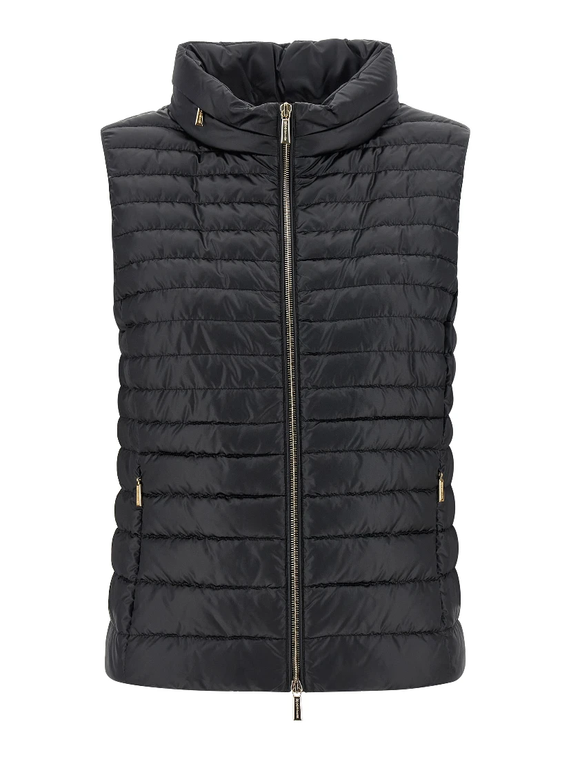 Black Polyester Sleeveless Jacket
