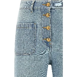 Blue Cotton High-Waisted Jean