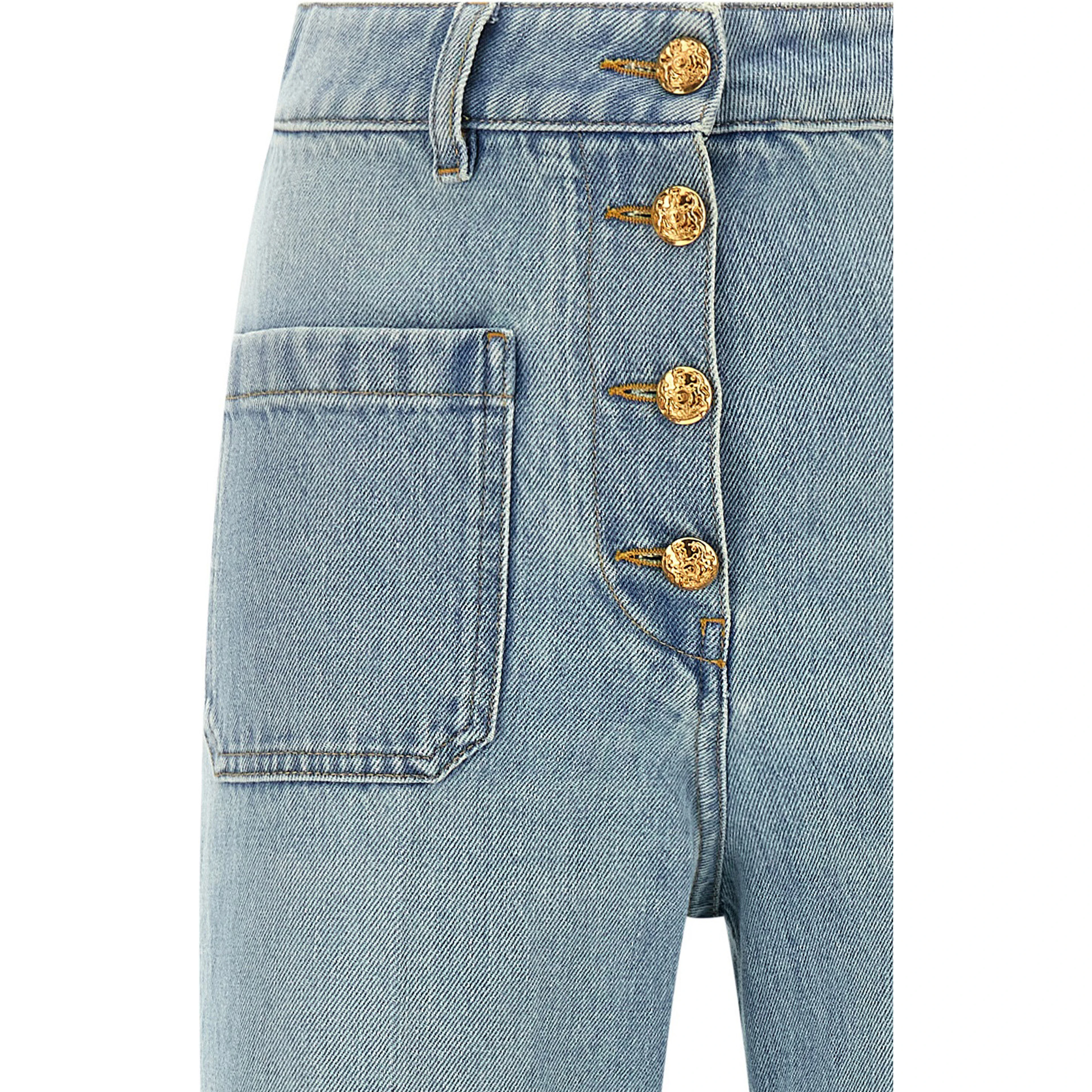 Blue Cotton High-Waisted Jean