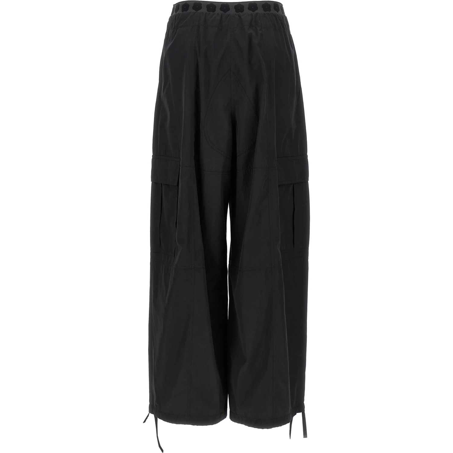 Black Polyester Cargo Pants