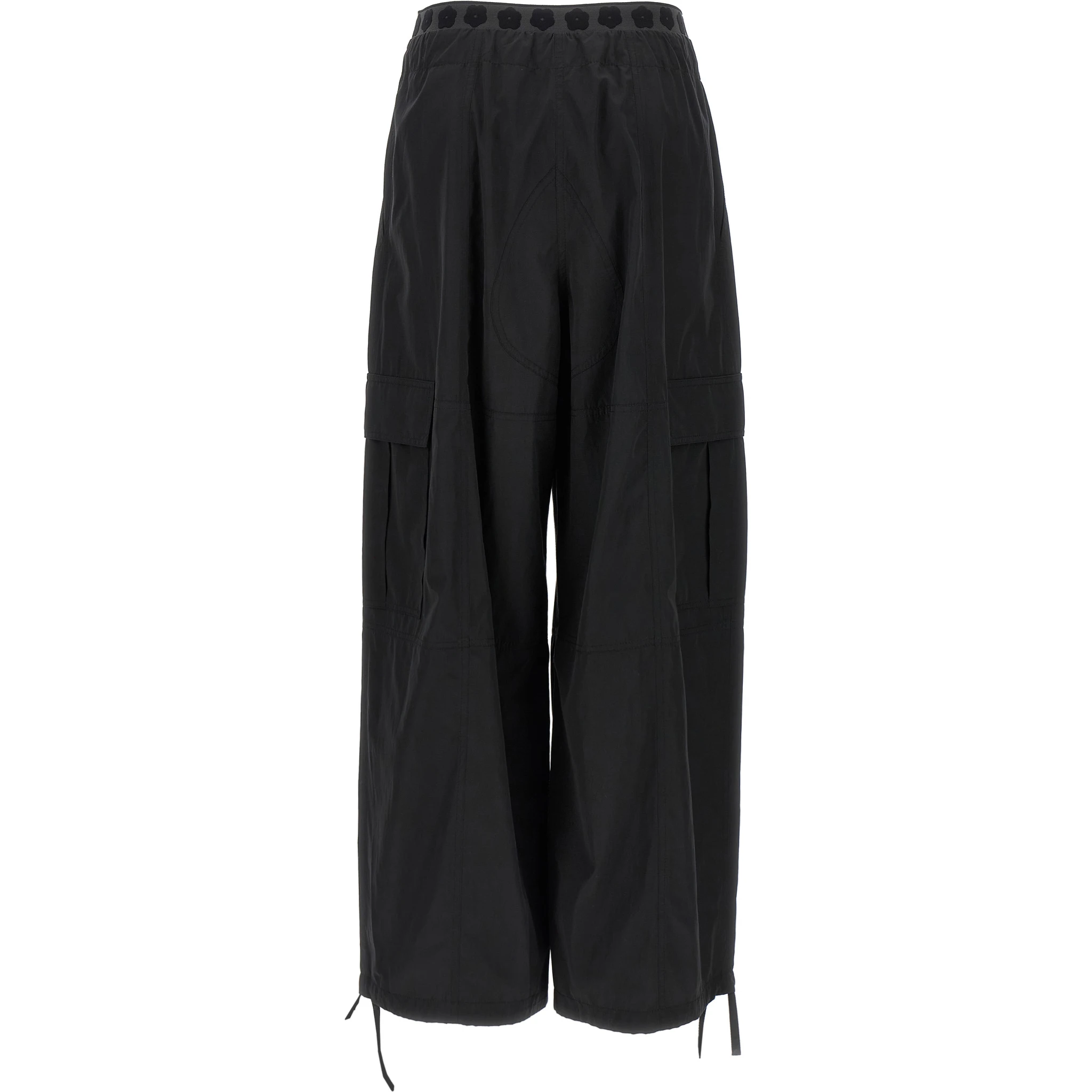 Black Polyester Cargo Pants