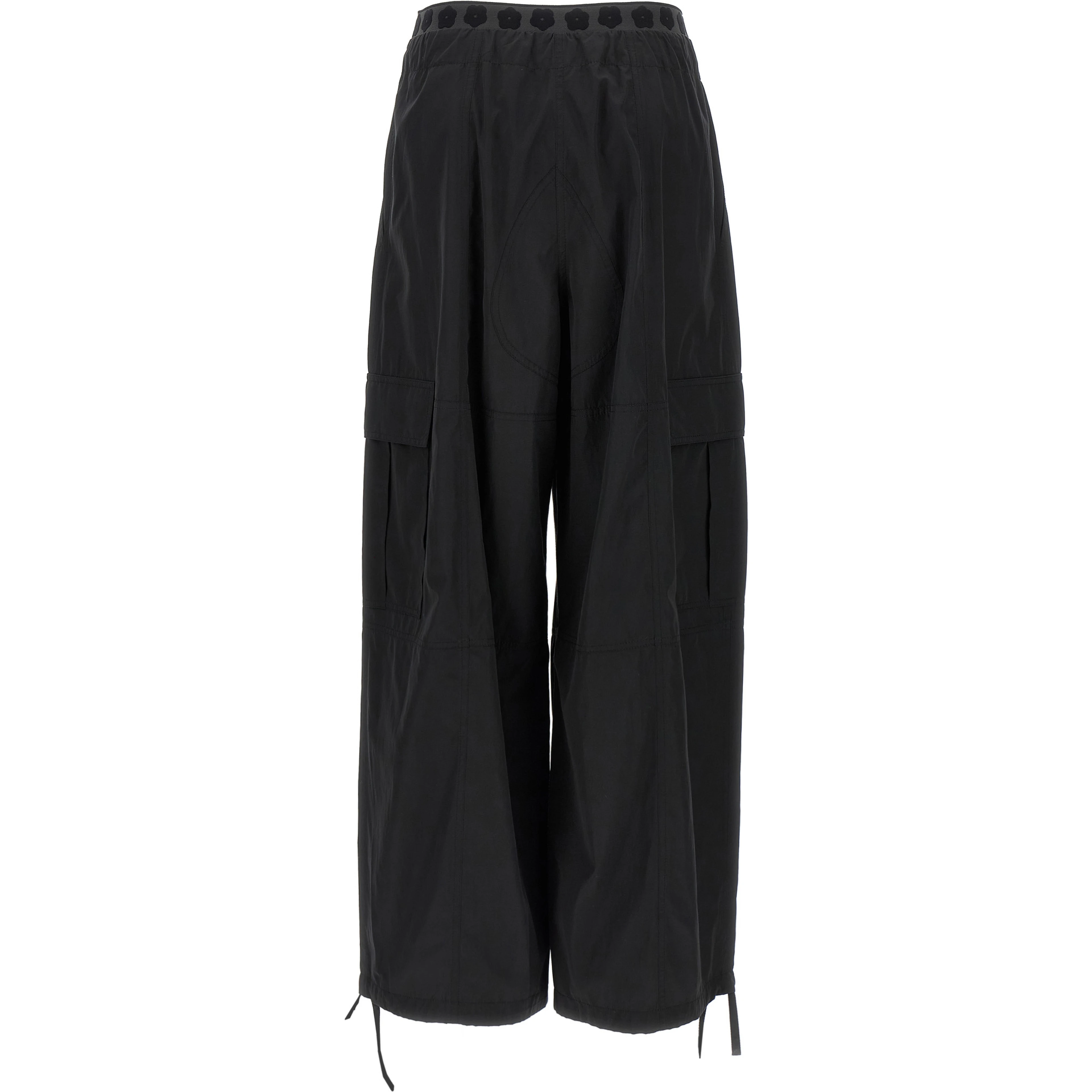 Black Polyester Cargo Pants