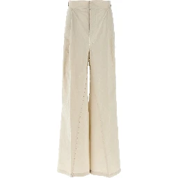 Beige Cotton Casual Pants