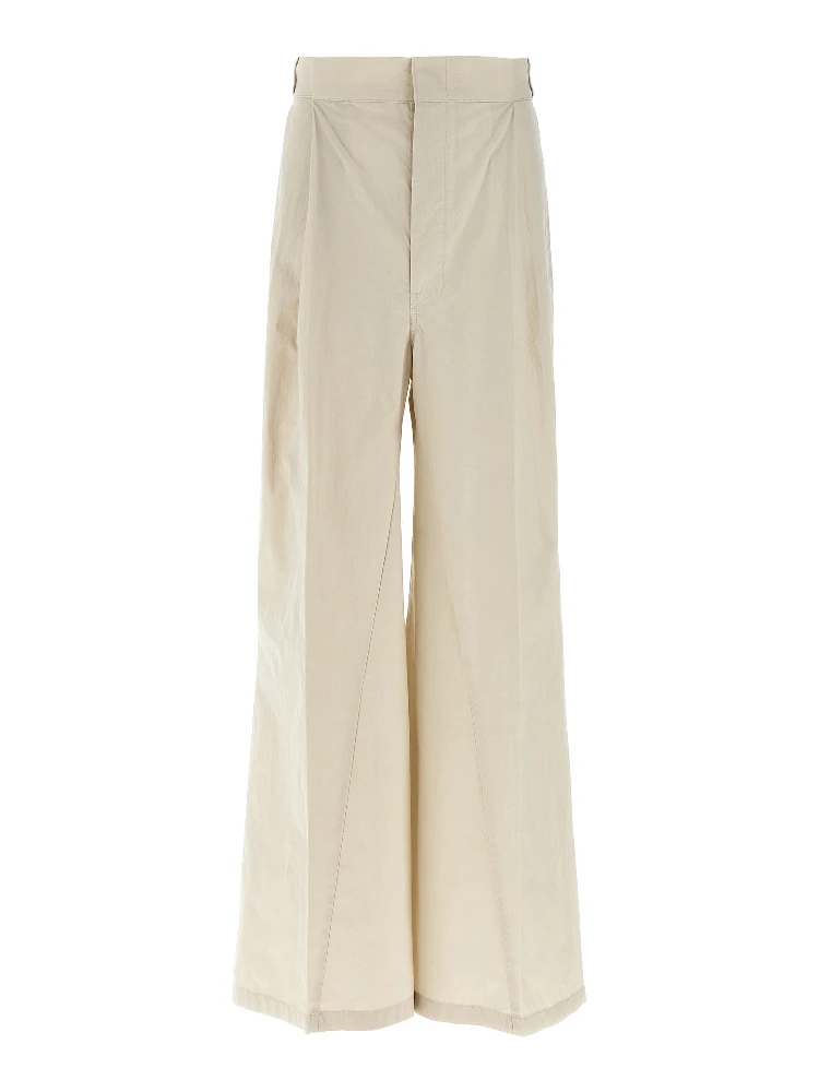Beige Cotton Casual Pants