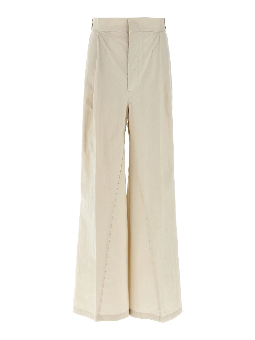 Beige Cotton Casual Pants