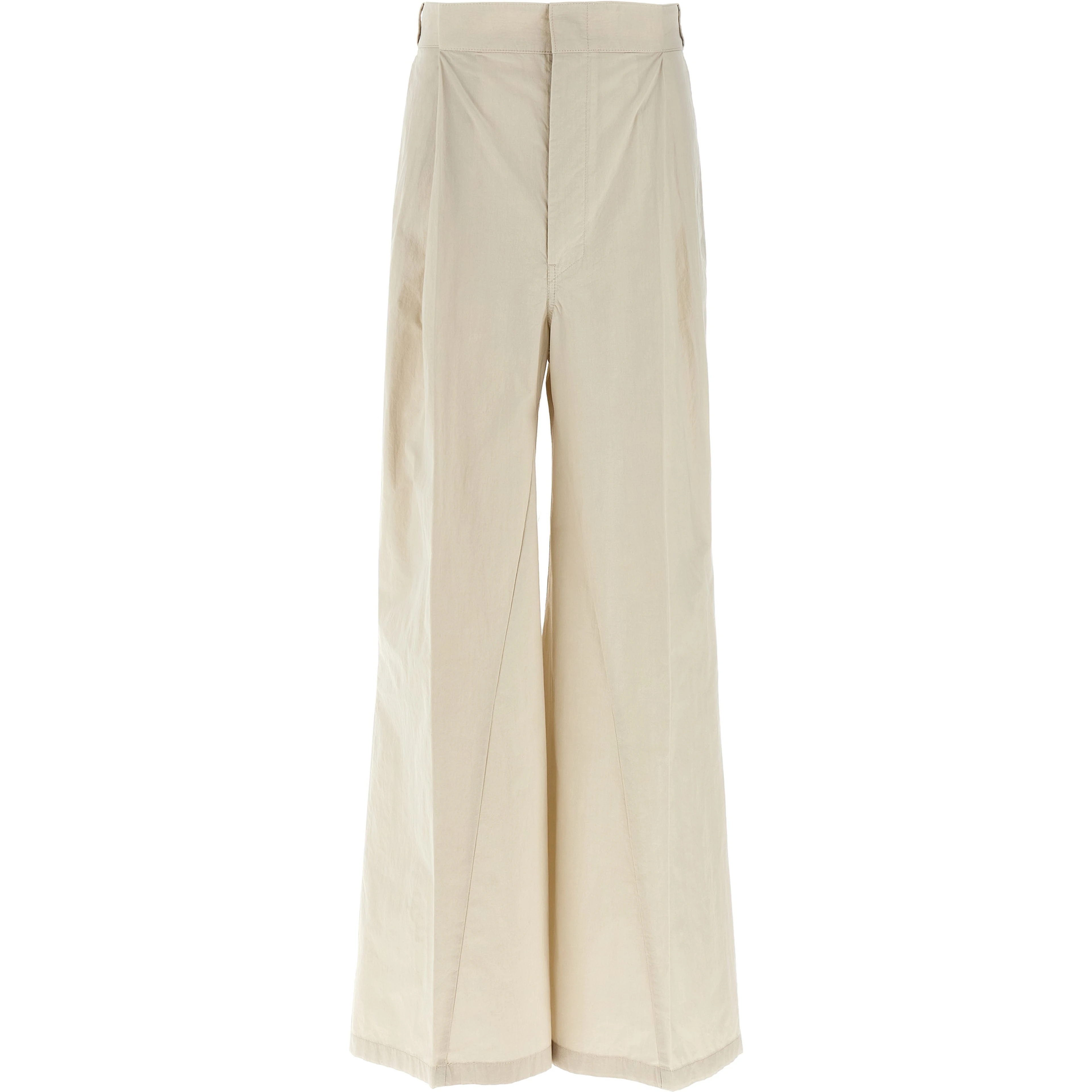 Beige Cotton Casual Pants