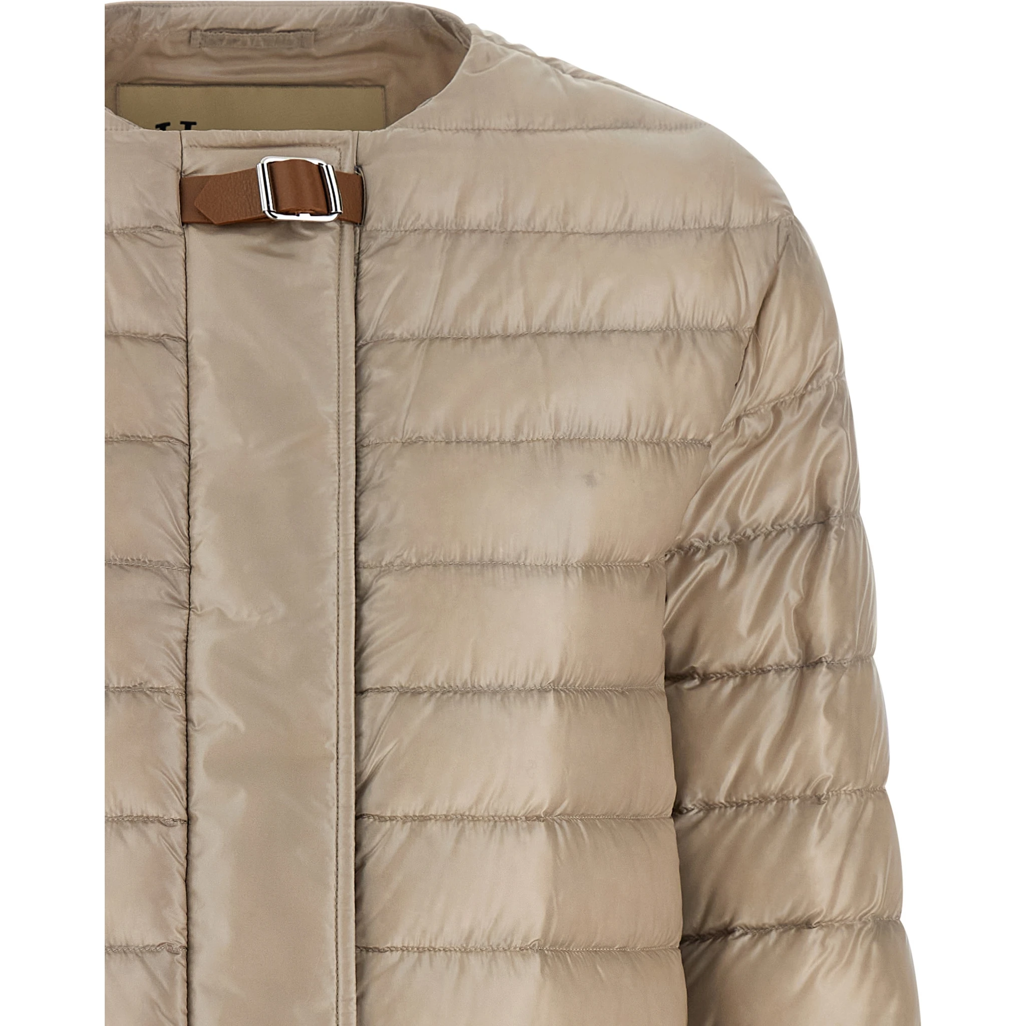 Beige Polyamide Full-Length Jacket