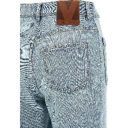 Blue Cotton High-Waisted Jean