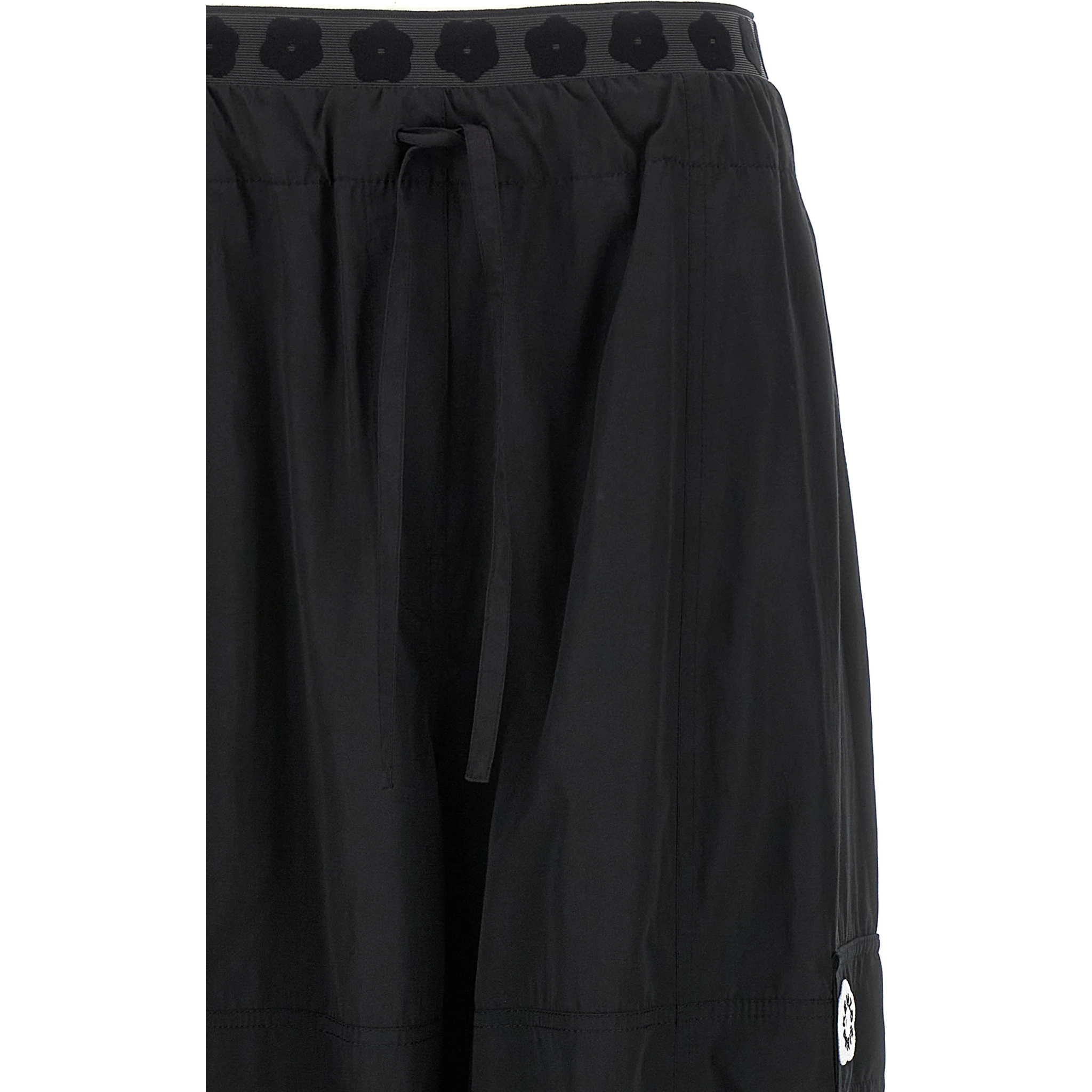 Black Polyester Cargo Pants