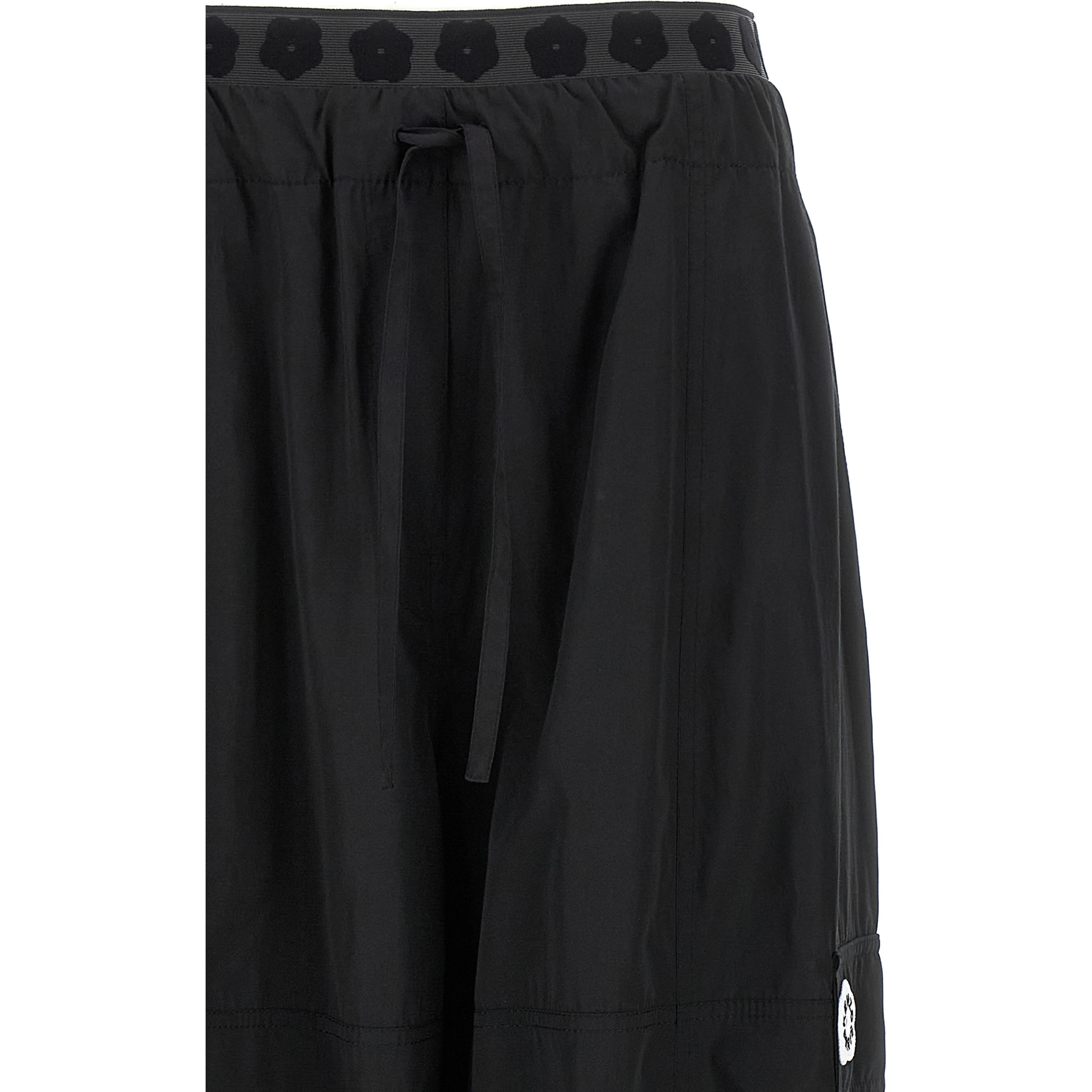 Black Polyester Cargo Pants