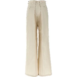 Beige Cotton Casual Pants