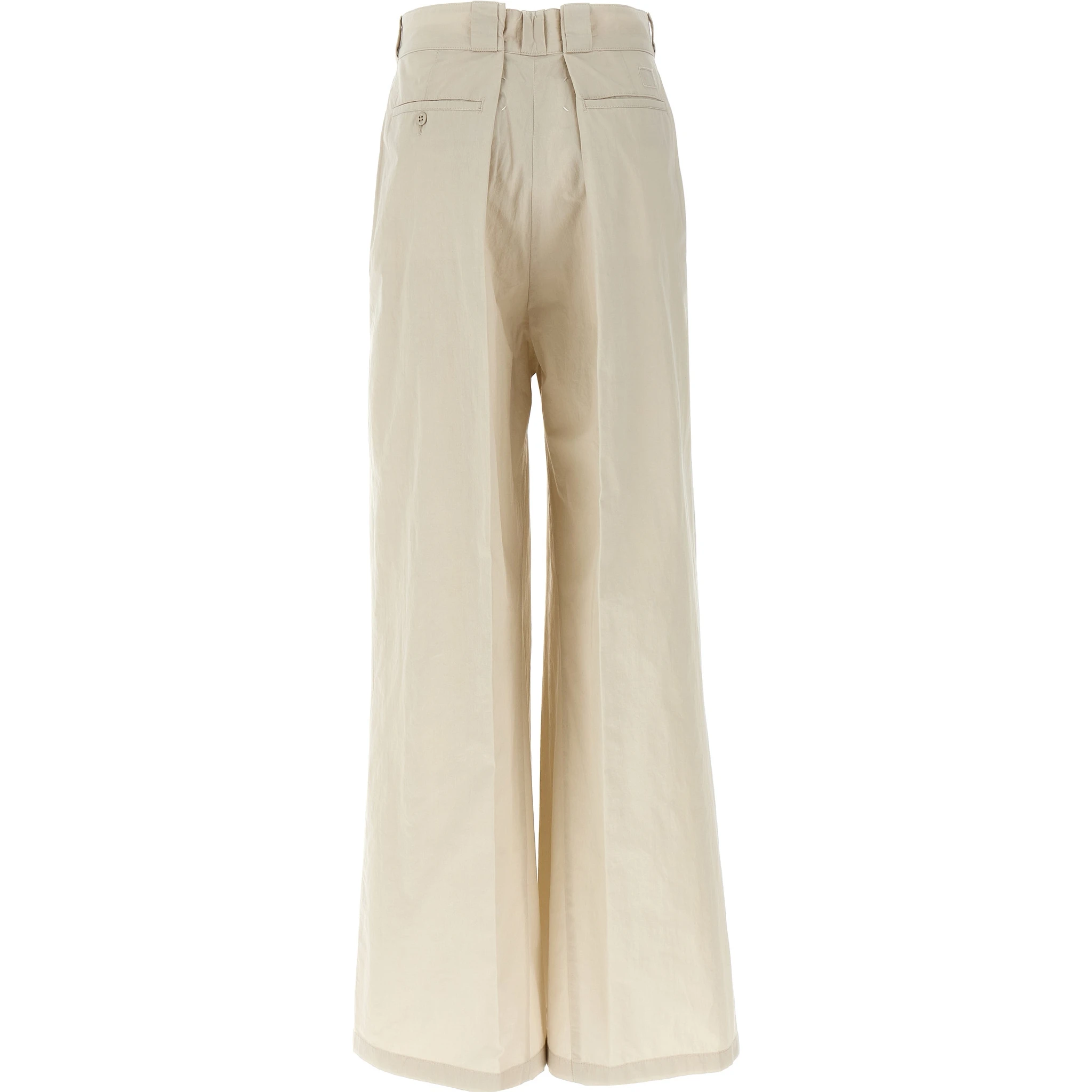 Beige Cotton Casual Pants