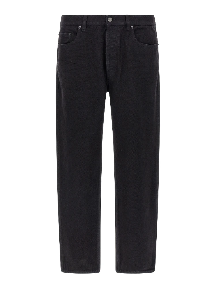 Black Cotton Straight-Leg Jeans