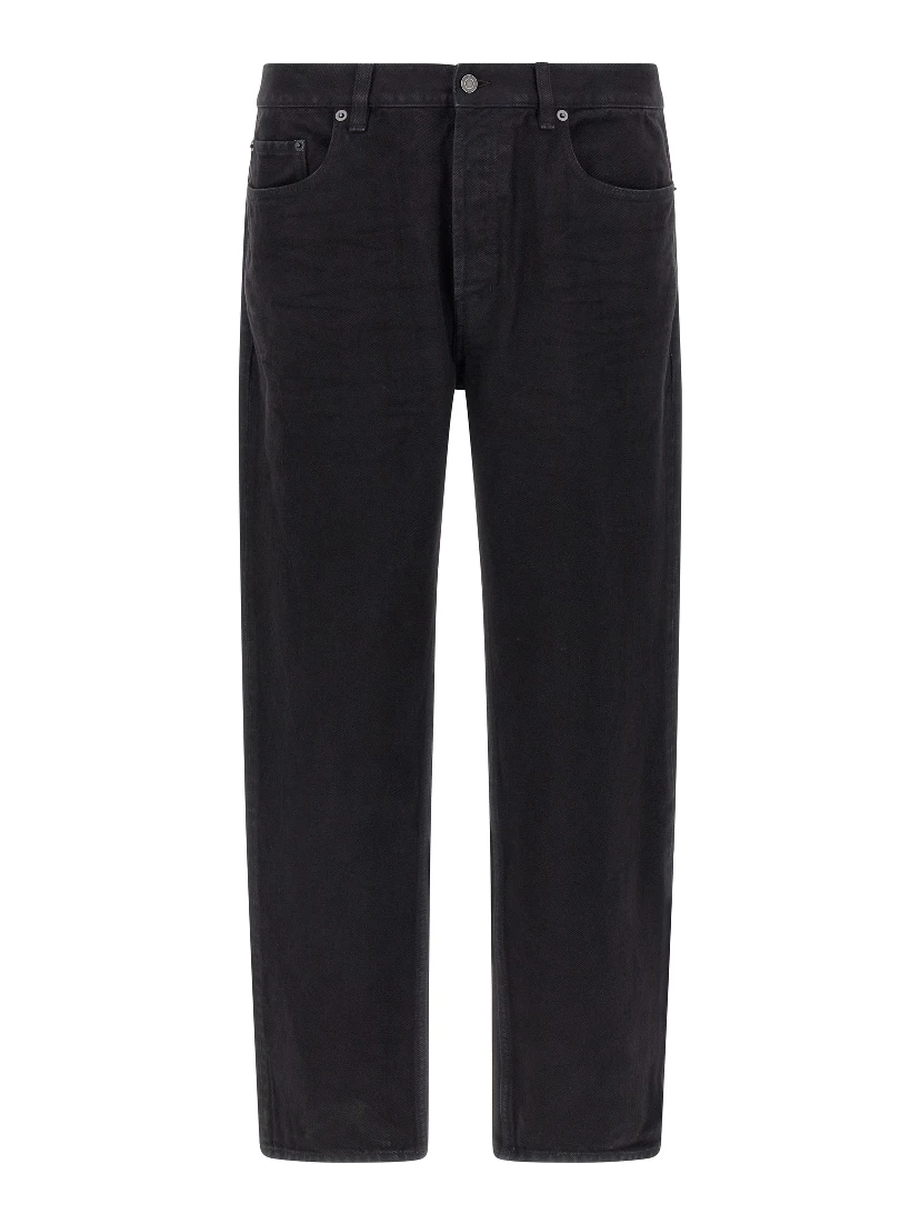 Black Cotton Straight-Leg Jeans