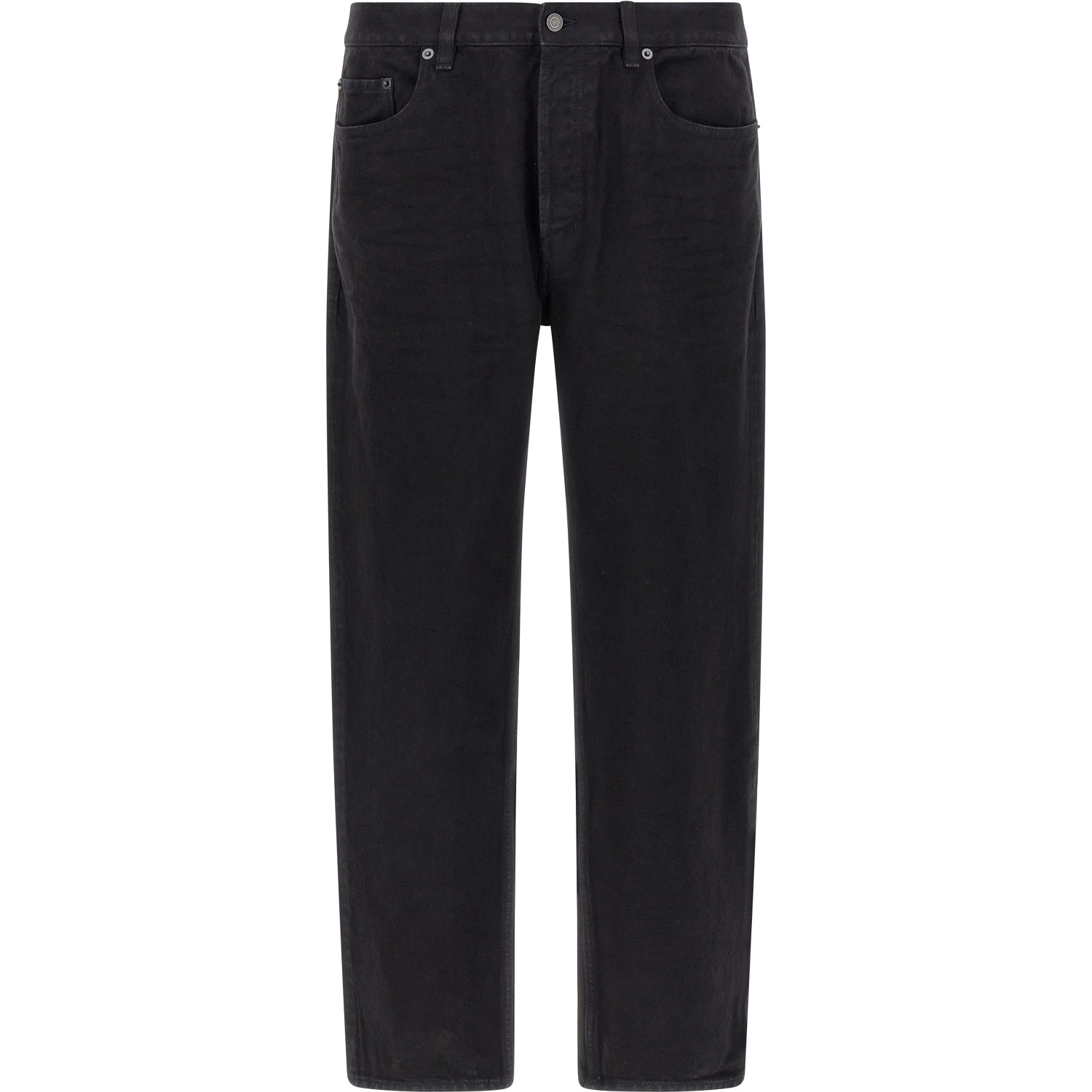 Black Cotton Straight-Leg Jeans