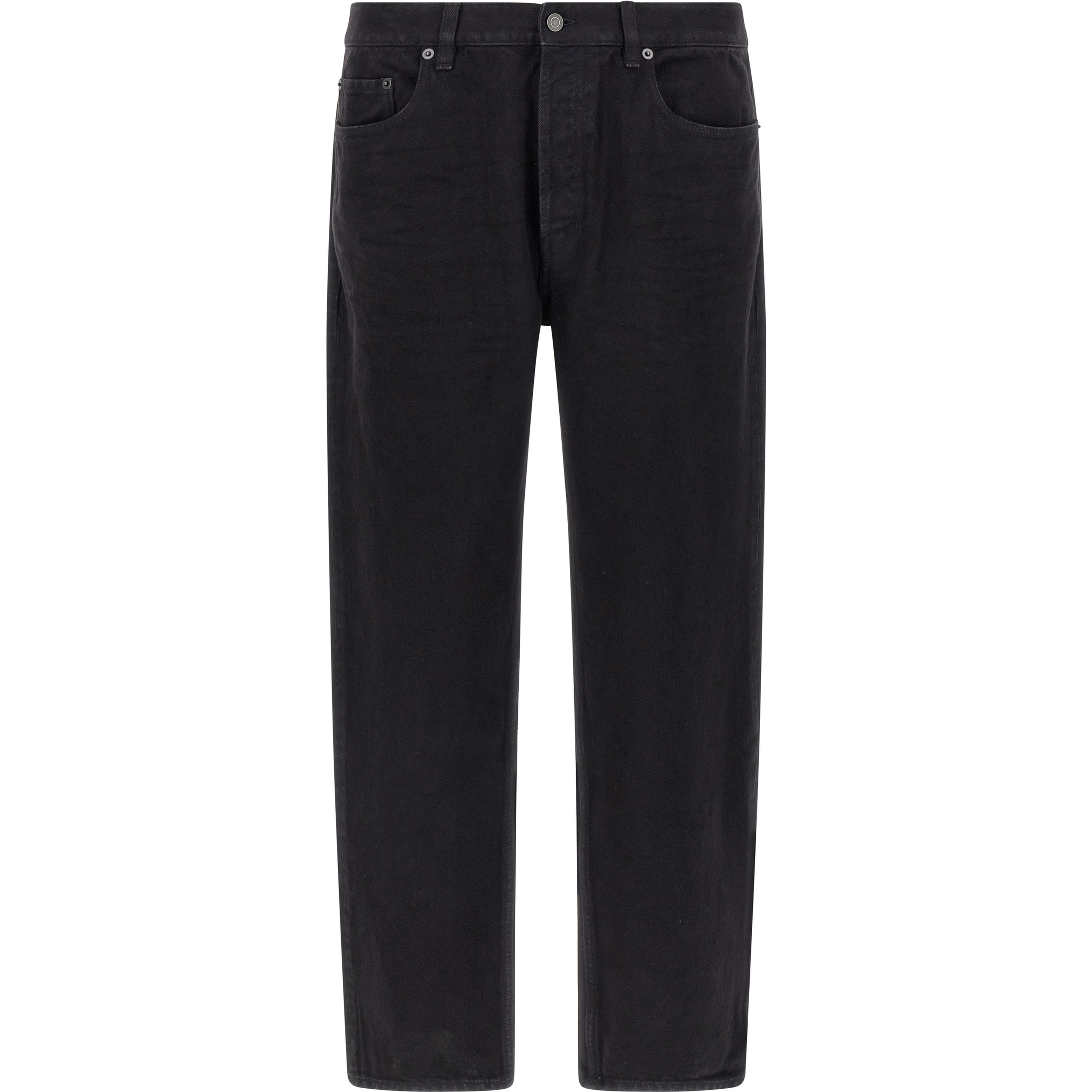 Black Cotton Straight-Leg Jeans