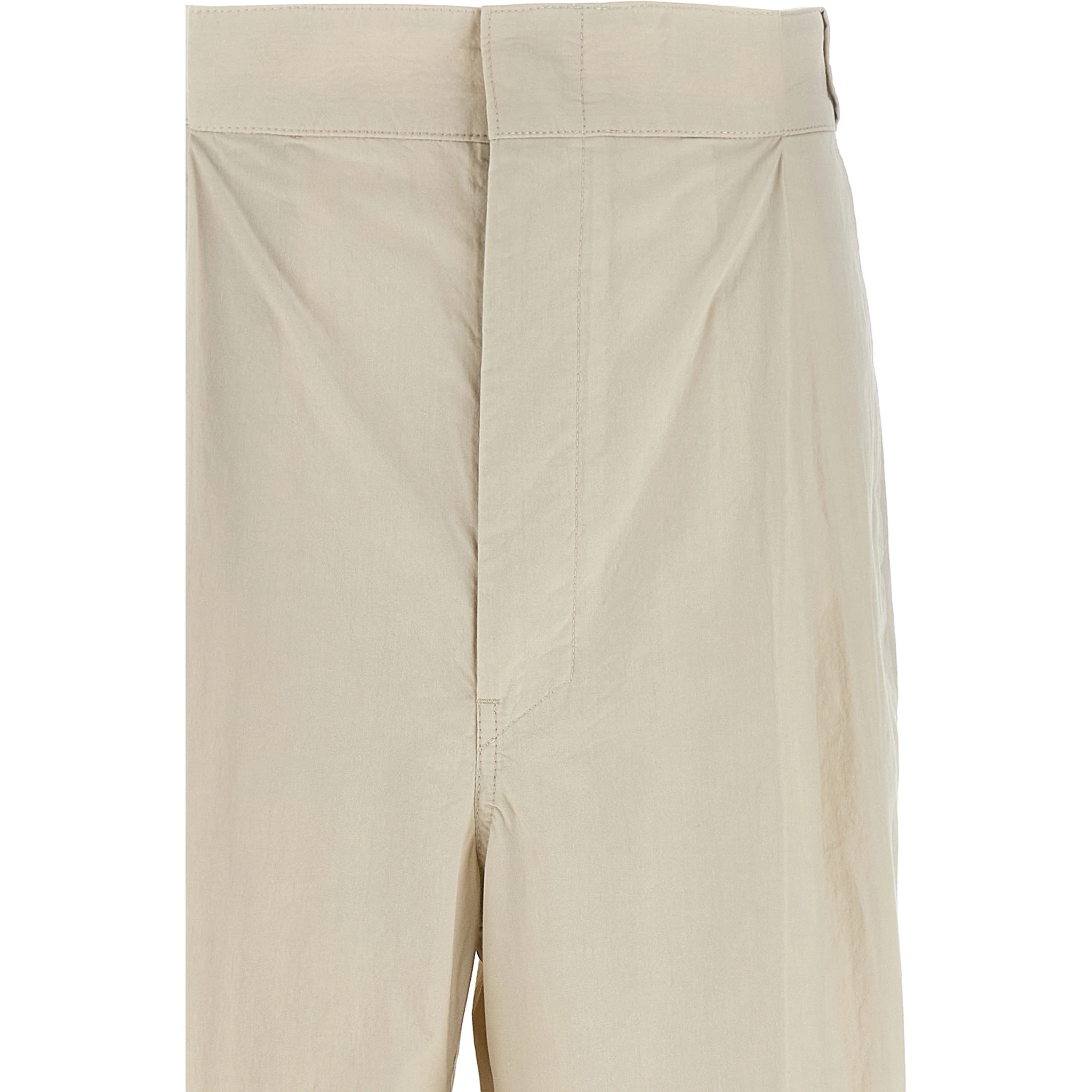 Beige Cotton Casual Pants