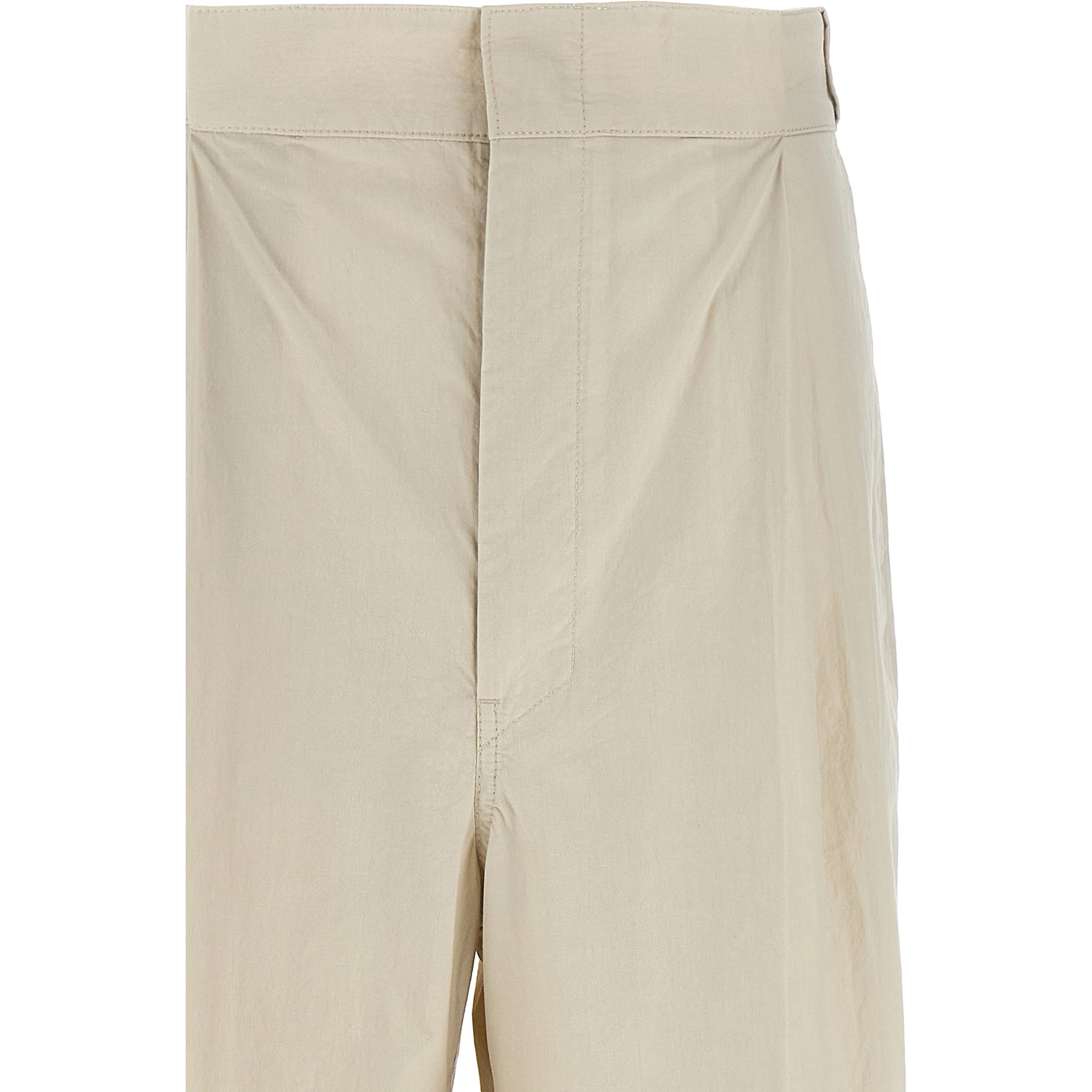 Beige Cotton Casual Pants