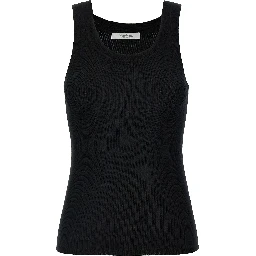Black Virgin Wool Sleeveles T-Shirt