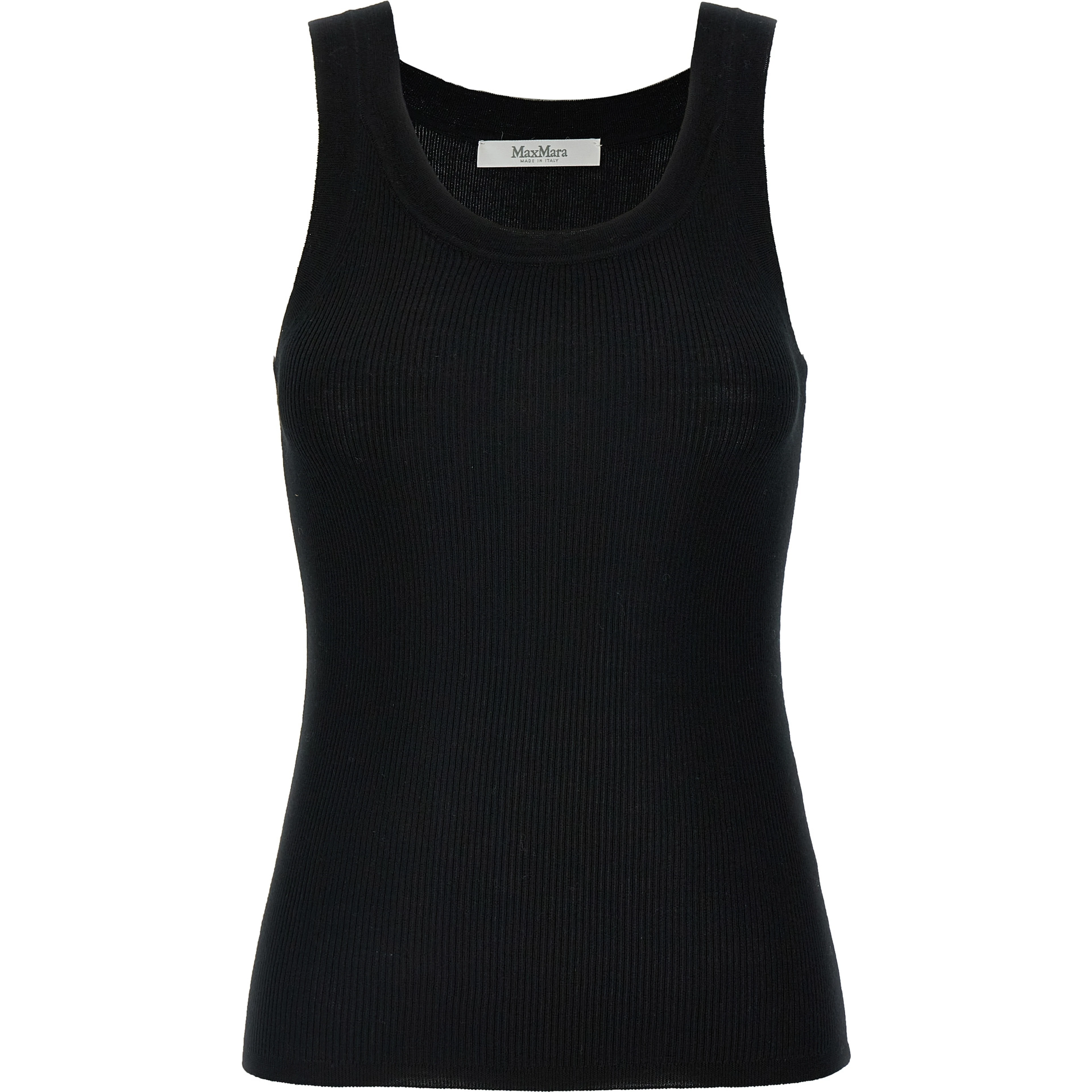 Black Virgin Wool Sleeveles T-Shirt