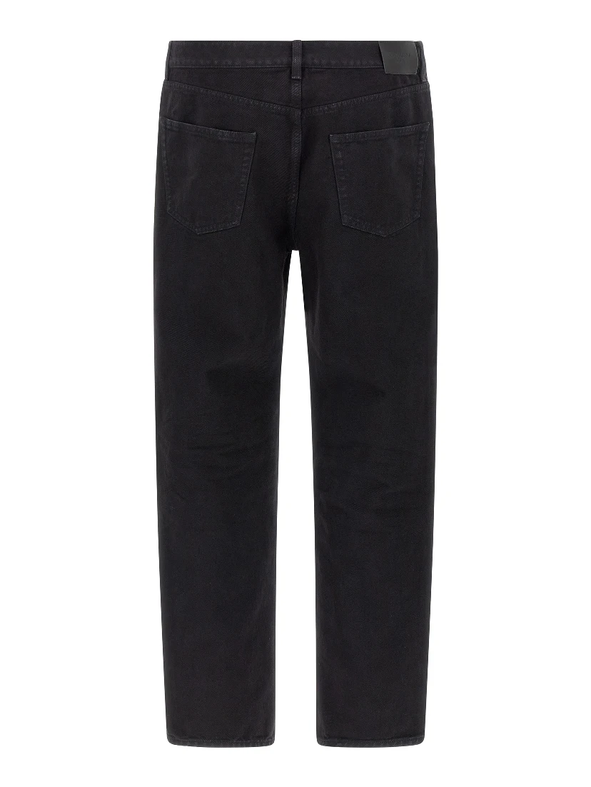 Black Cotton Straight-Leg Jeans