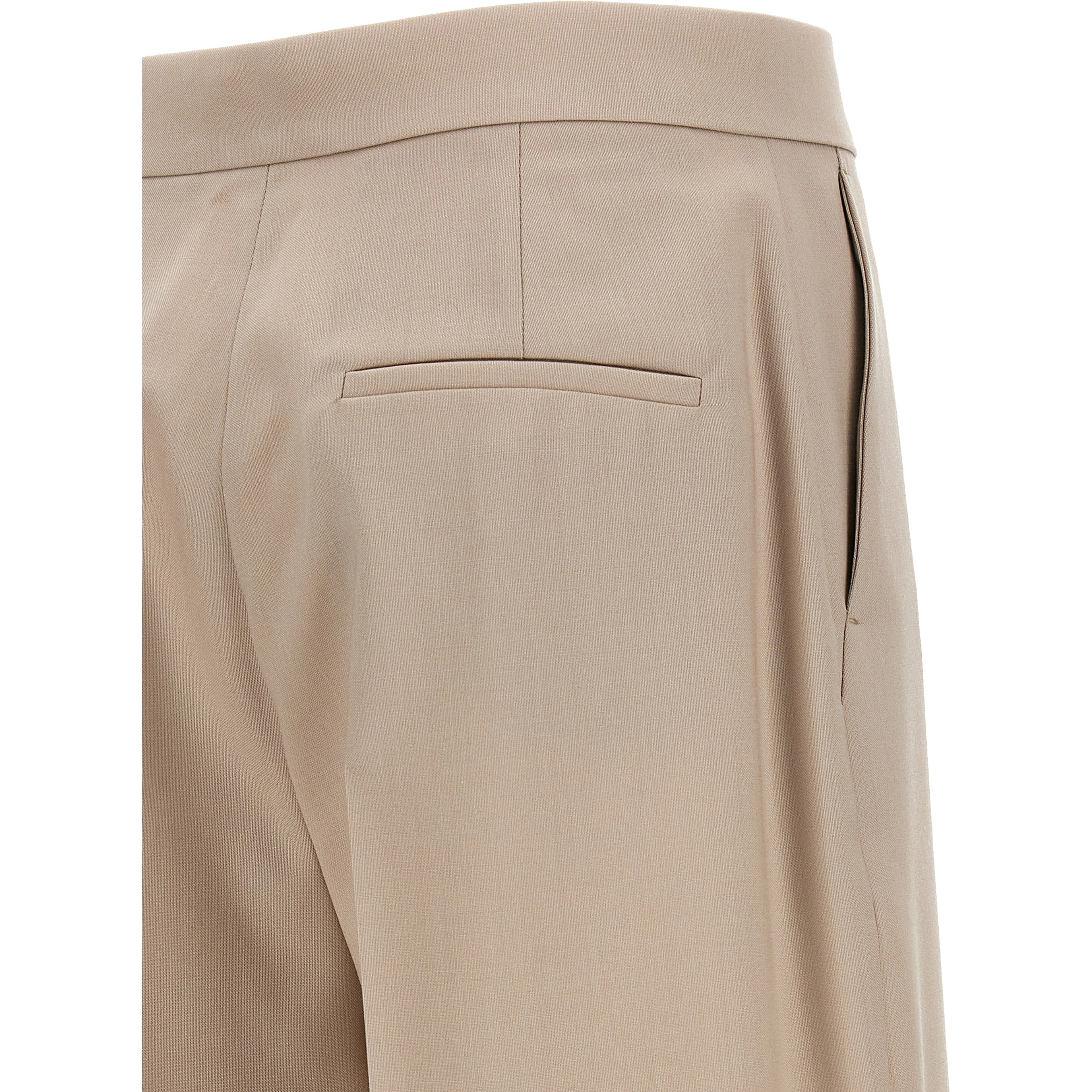 Beige Virgin Wool Dress Pants