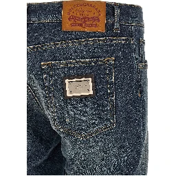 بنطلون جينز أزرق قطني بقصة مستقيمة