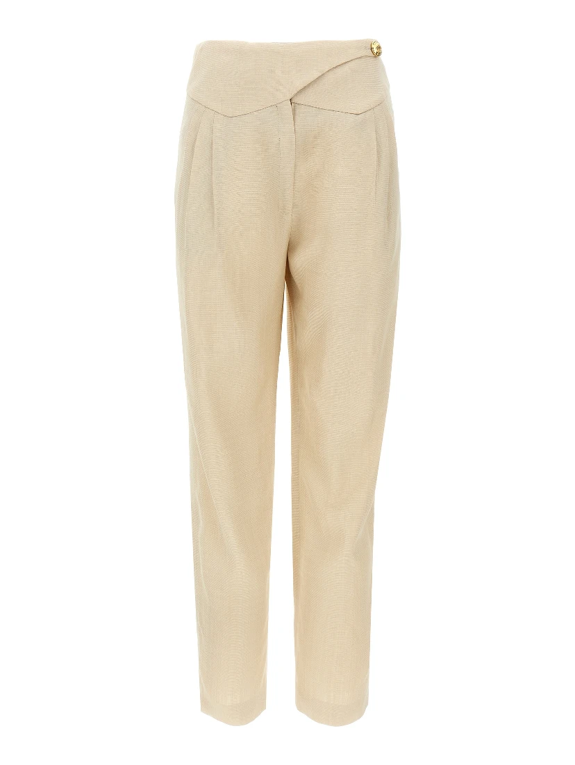 Beige Viscose Dress Pants