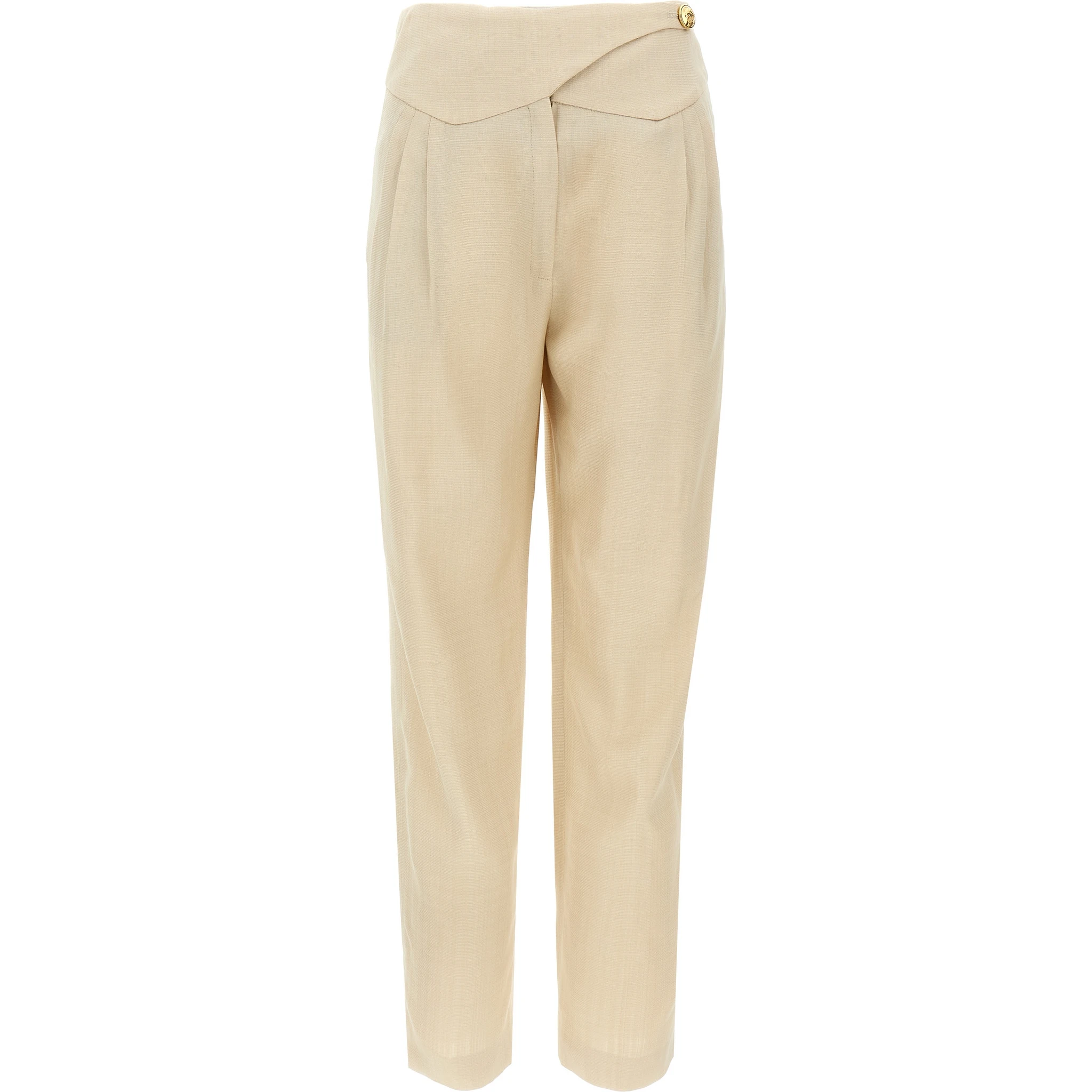 Beige Viscose Dress Pants