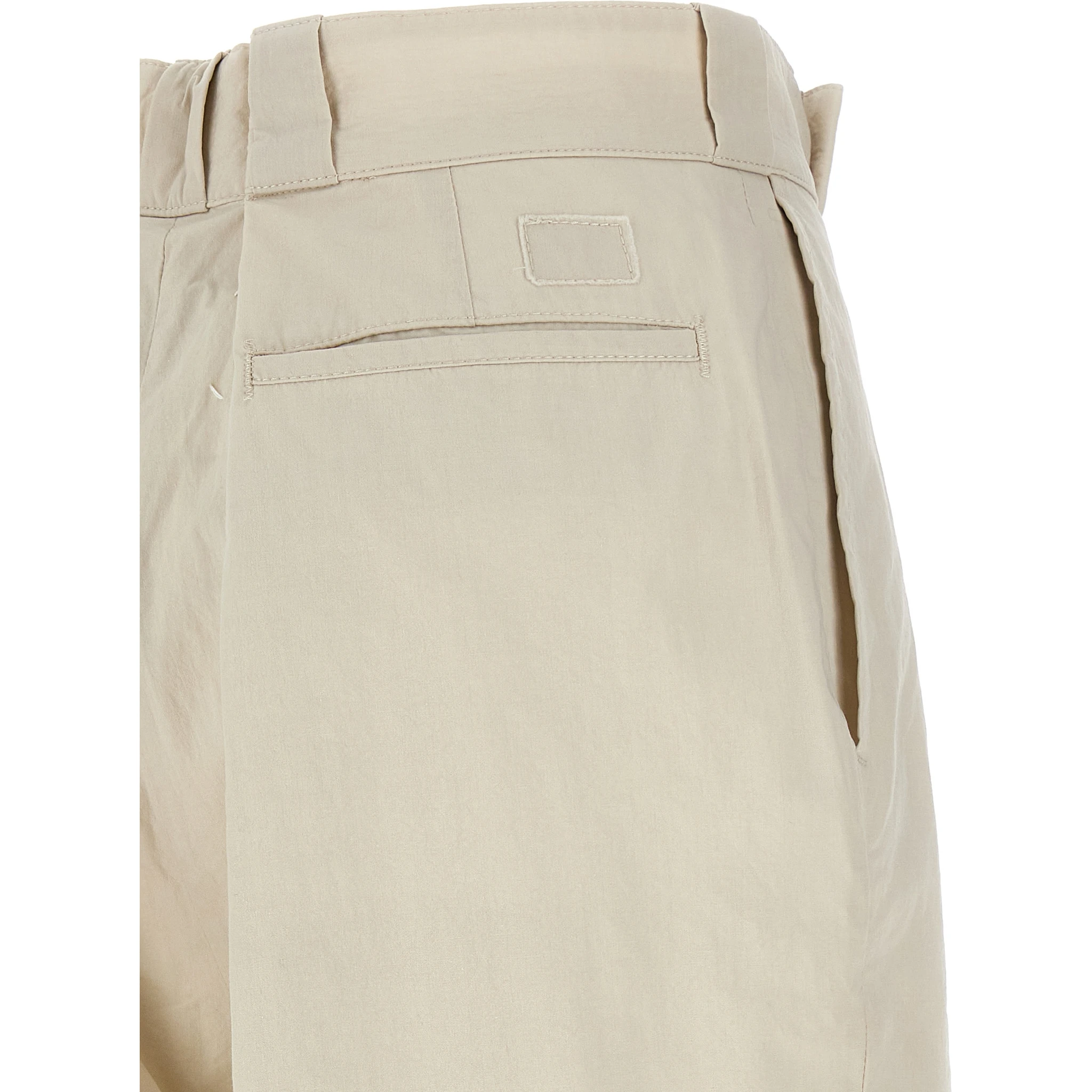 Beige Cotton Casual Pants