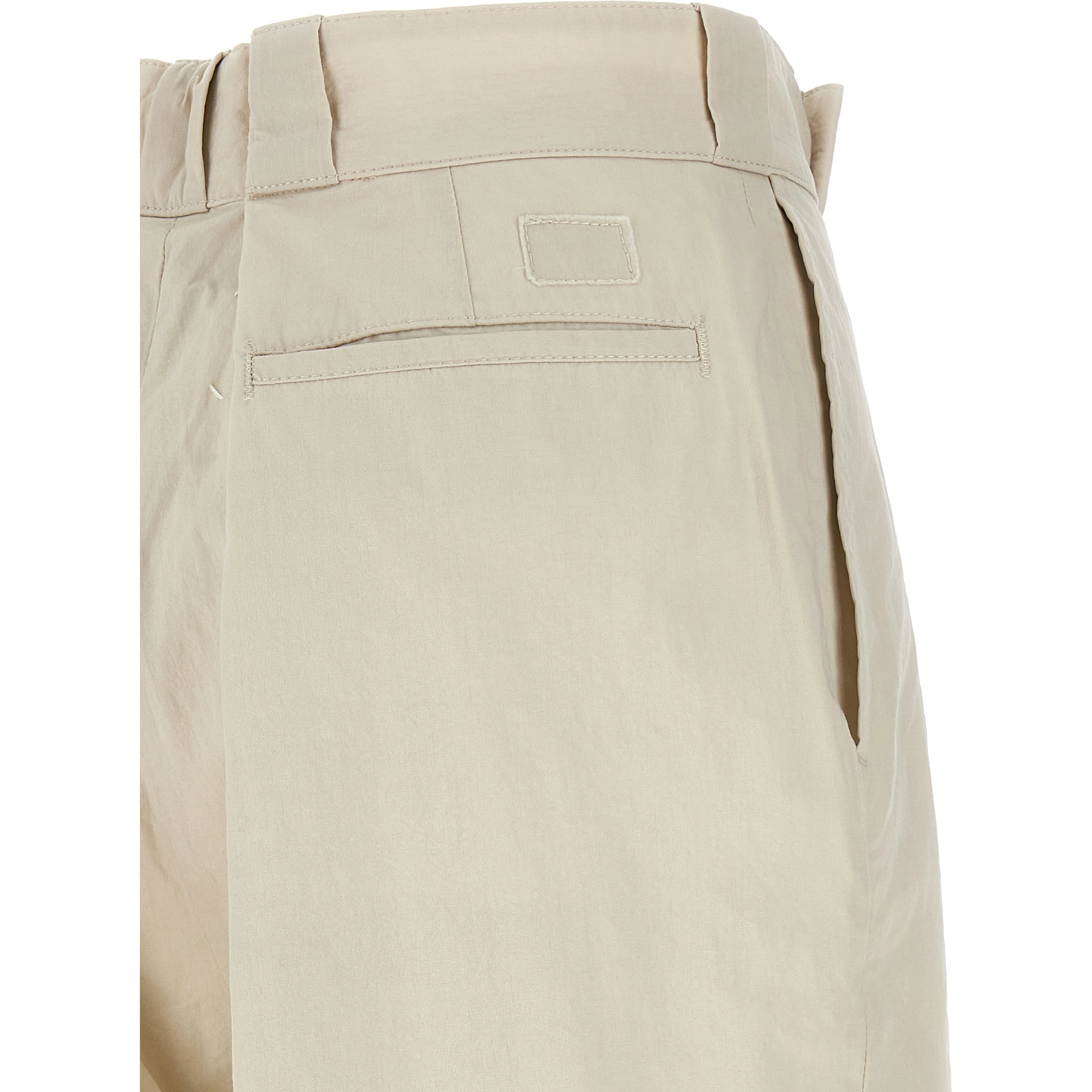 Beige Cotton Casual Pants