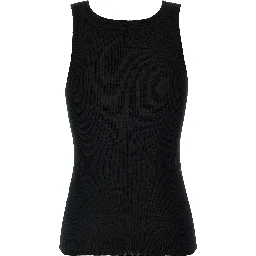 Black Virgin Wool Sleeveles T-Shirt