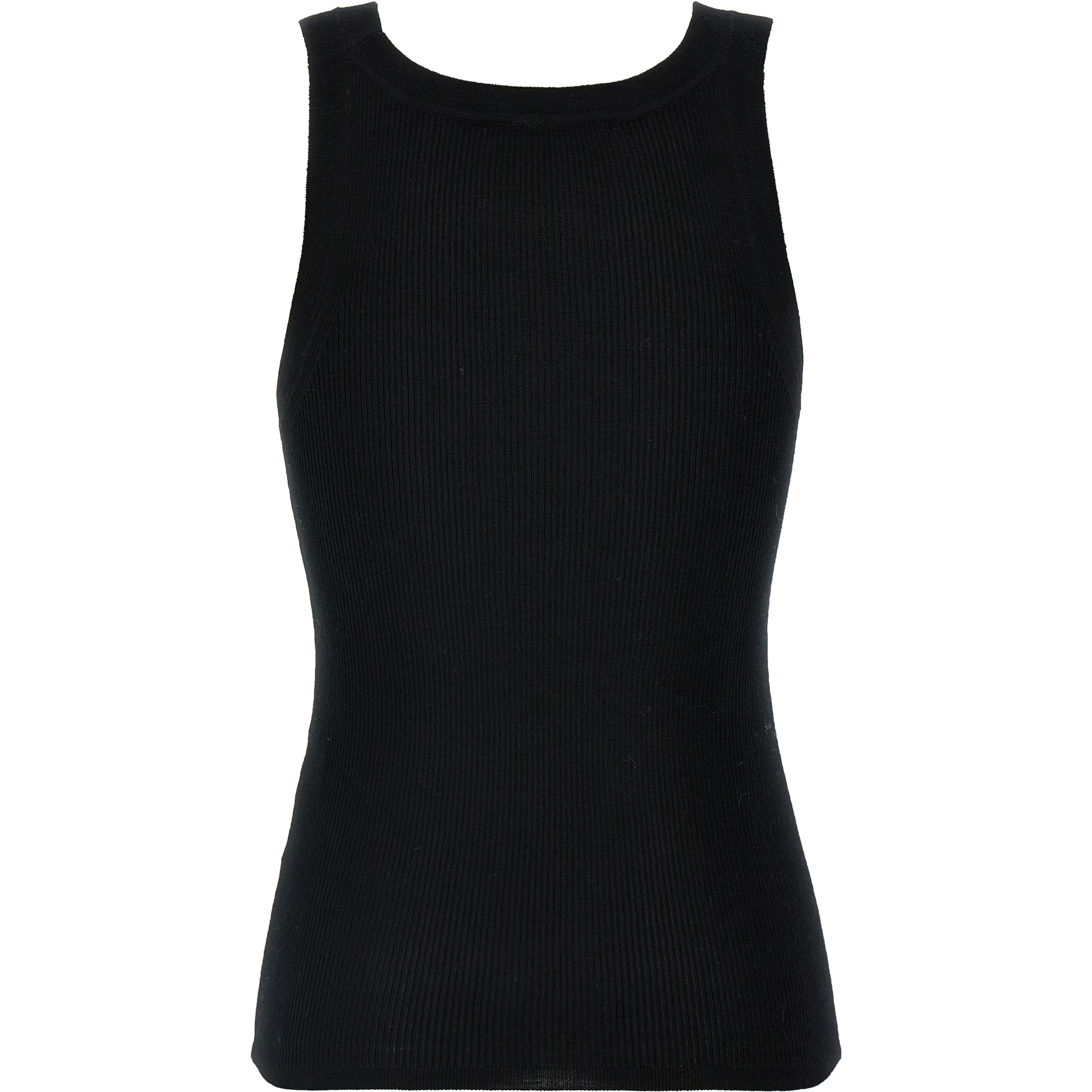 Black Virgin Wool Sleeveles T-Shirt