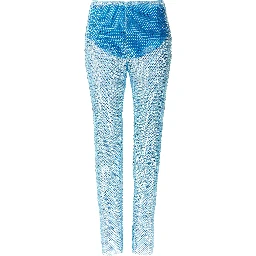 Blue Polyamide Casual Pants