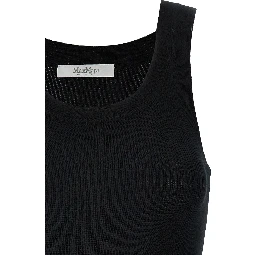 Black Virgin Wool Sleeveles T-Shirt
