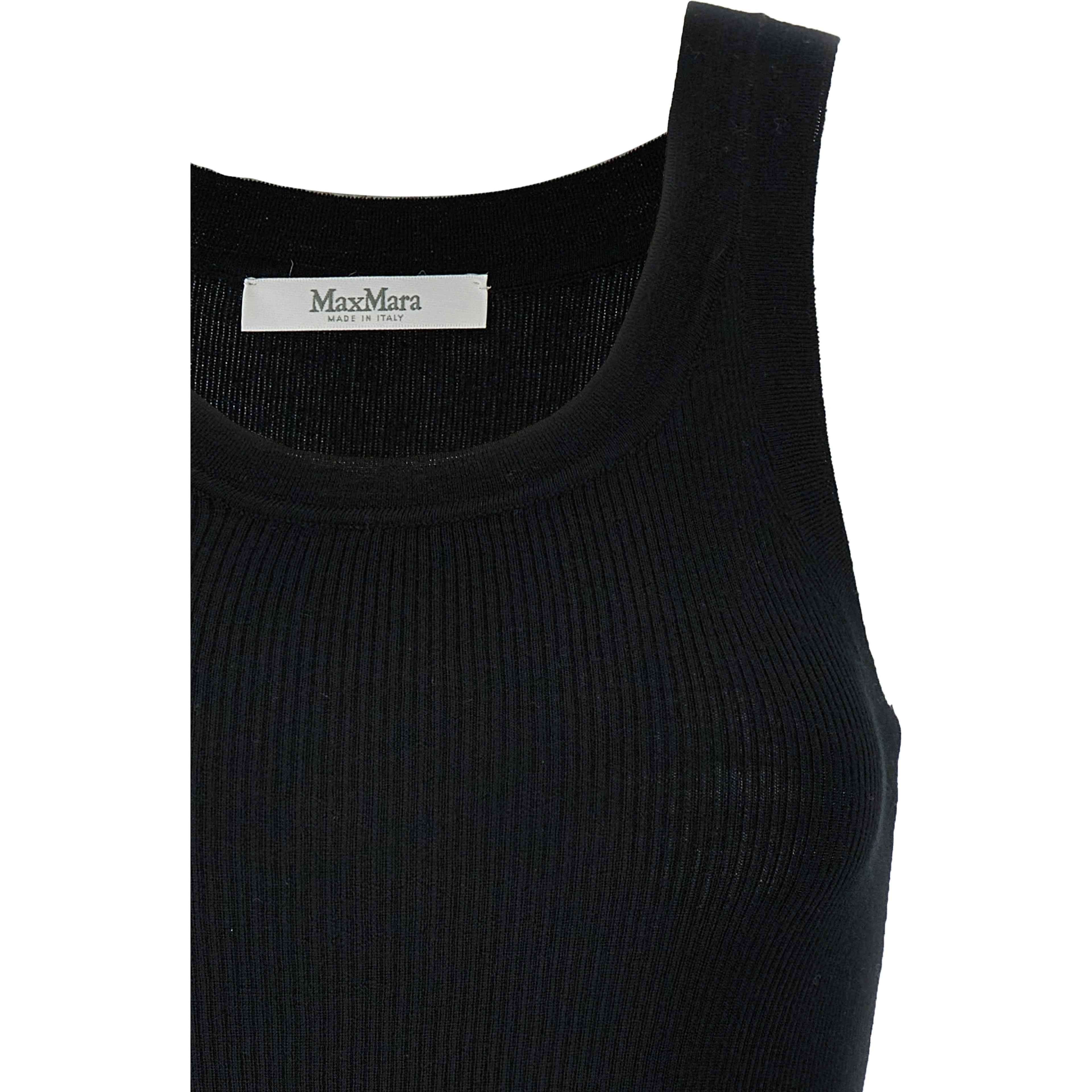 Black Virgin Wool Sleeveles T-Shirt