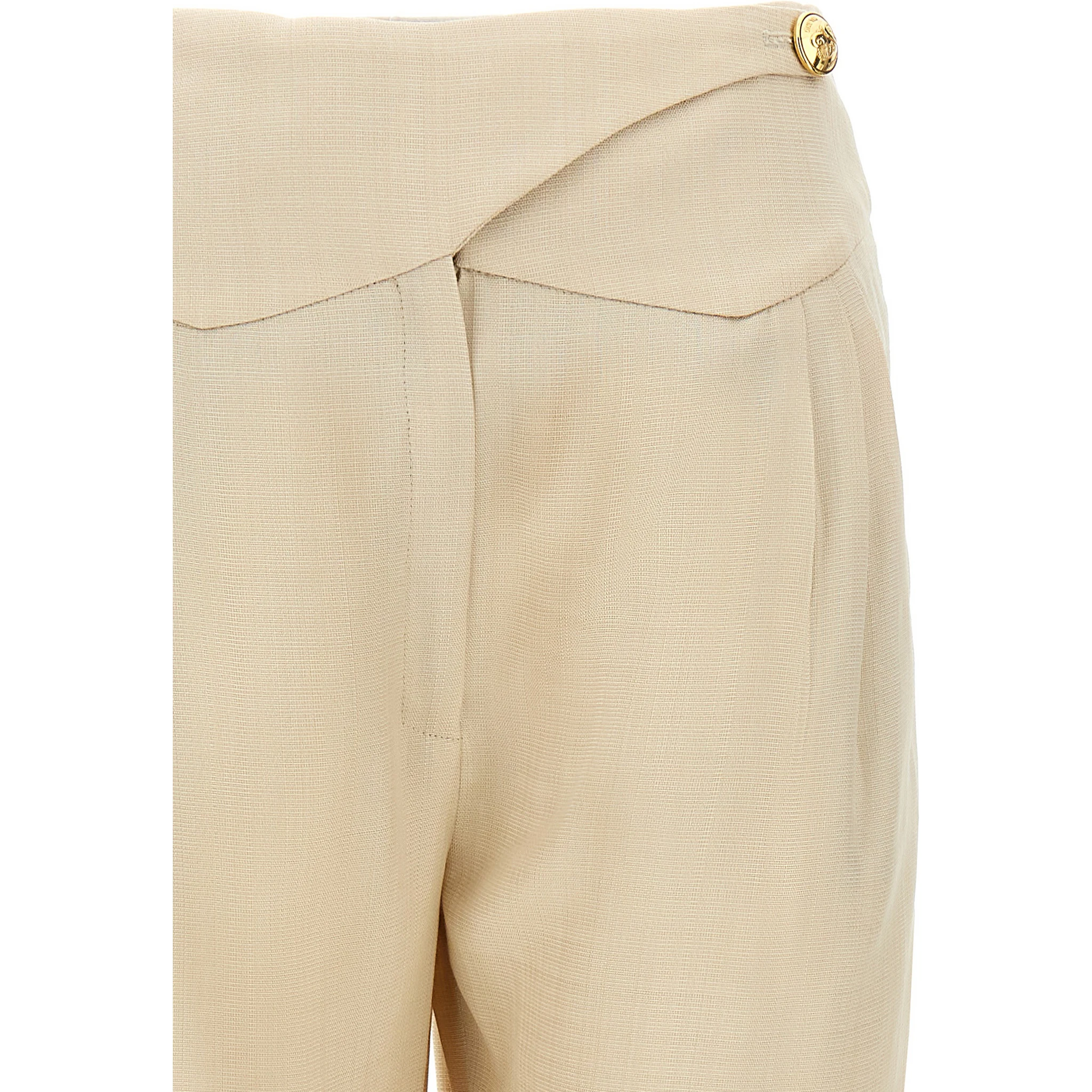 Beige Viscose Dress Pants