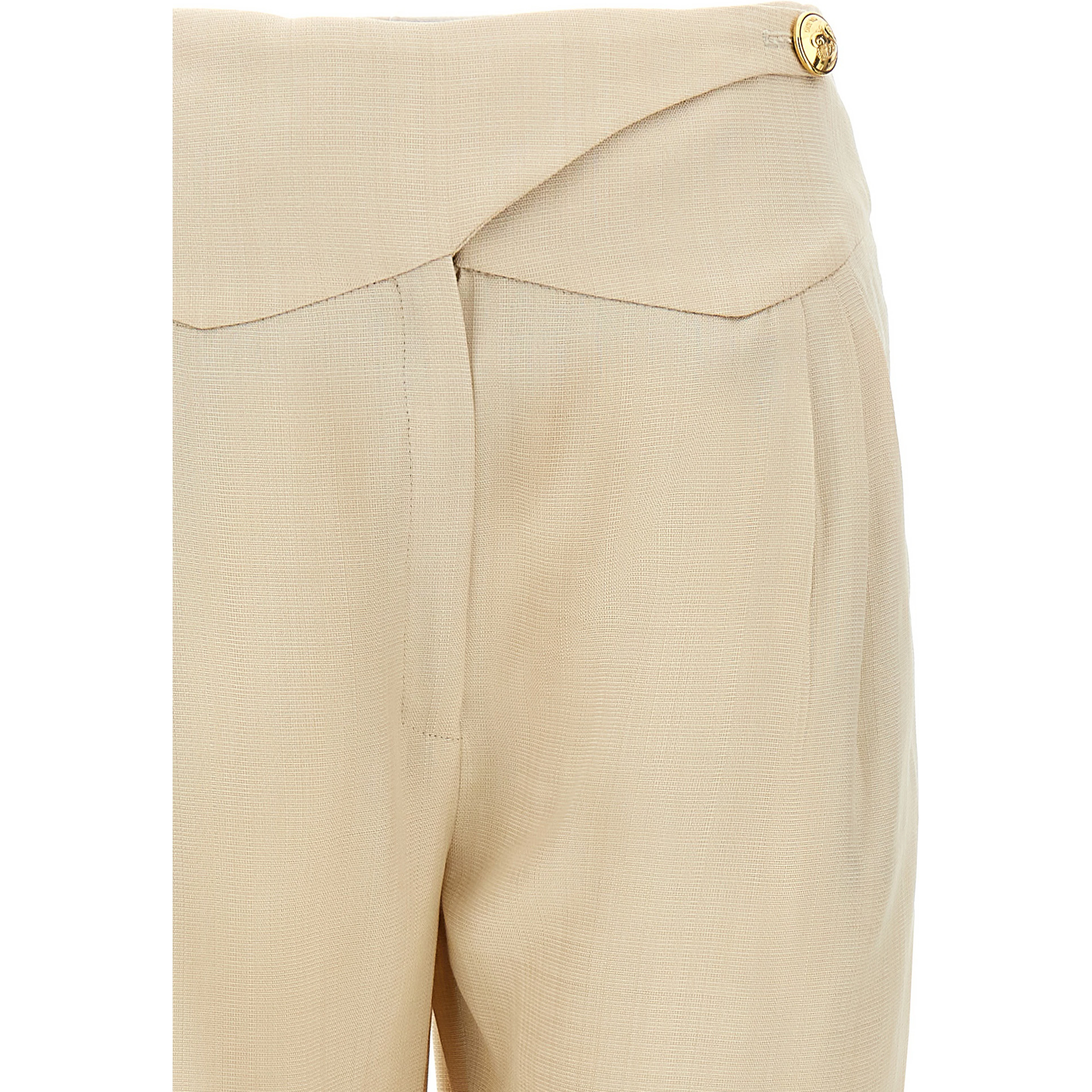 Beige Viscose Dress Pants
