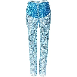 Blue Polyamide Casual Pants