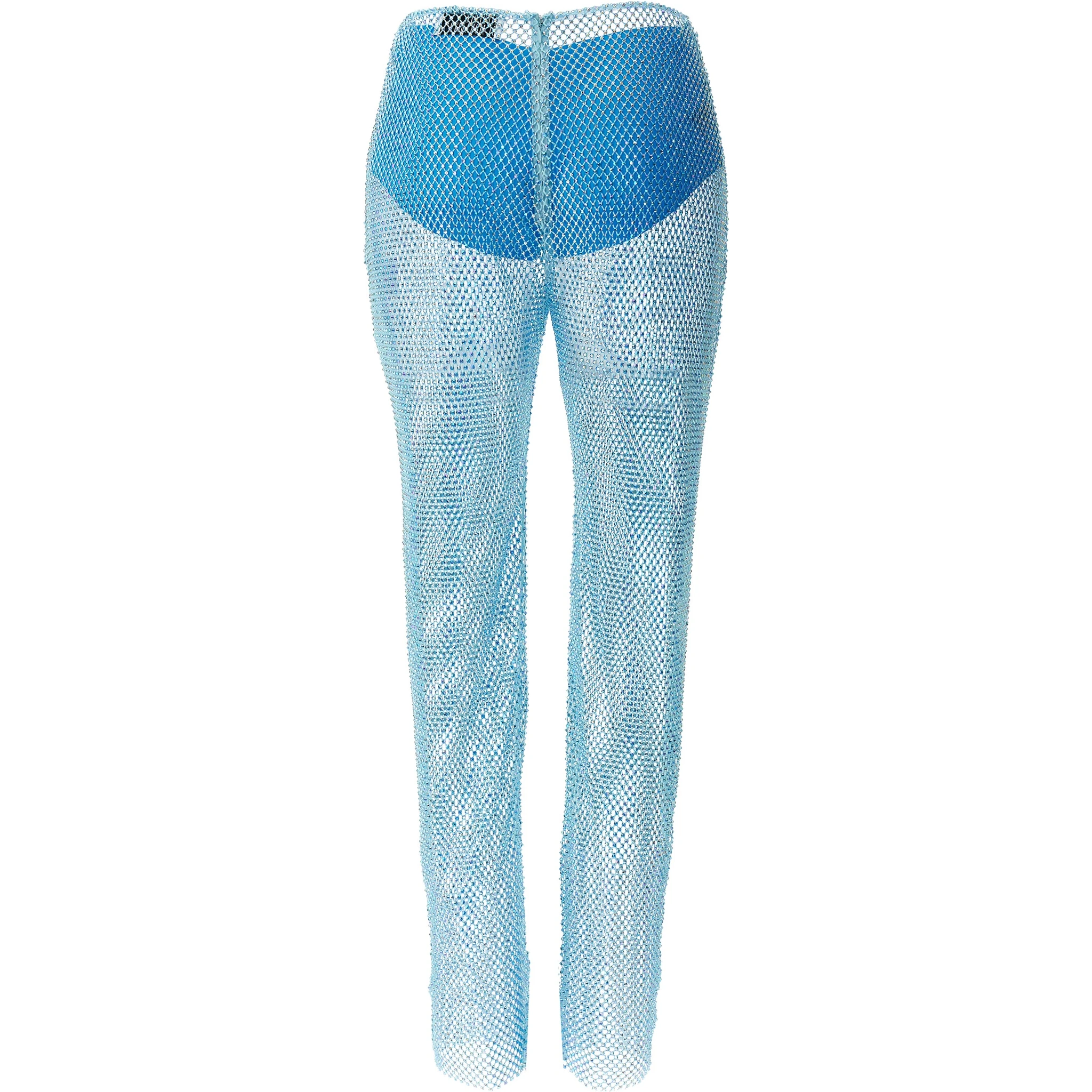 Blue Polyamide Casual Pants