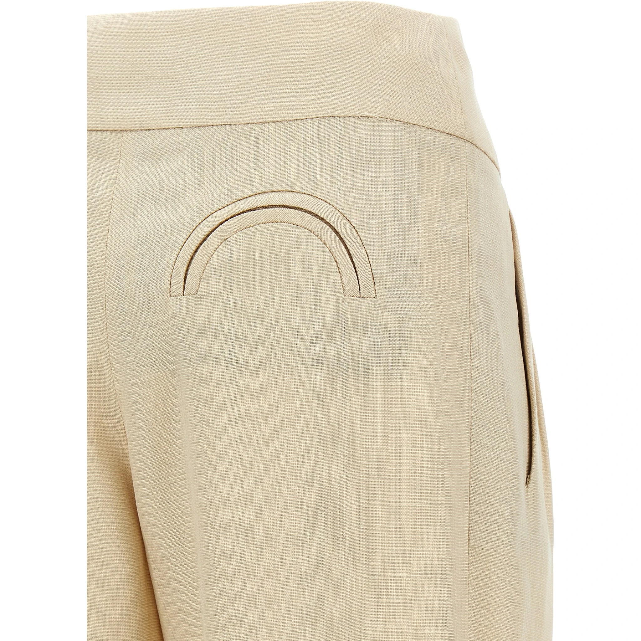 Beige Viscose Dress Pants