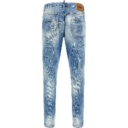 Blue Cotton Straight-Leg Jeans