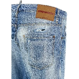 Blue Cotton Straight-Leg Jeans