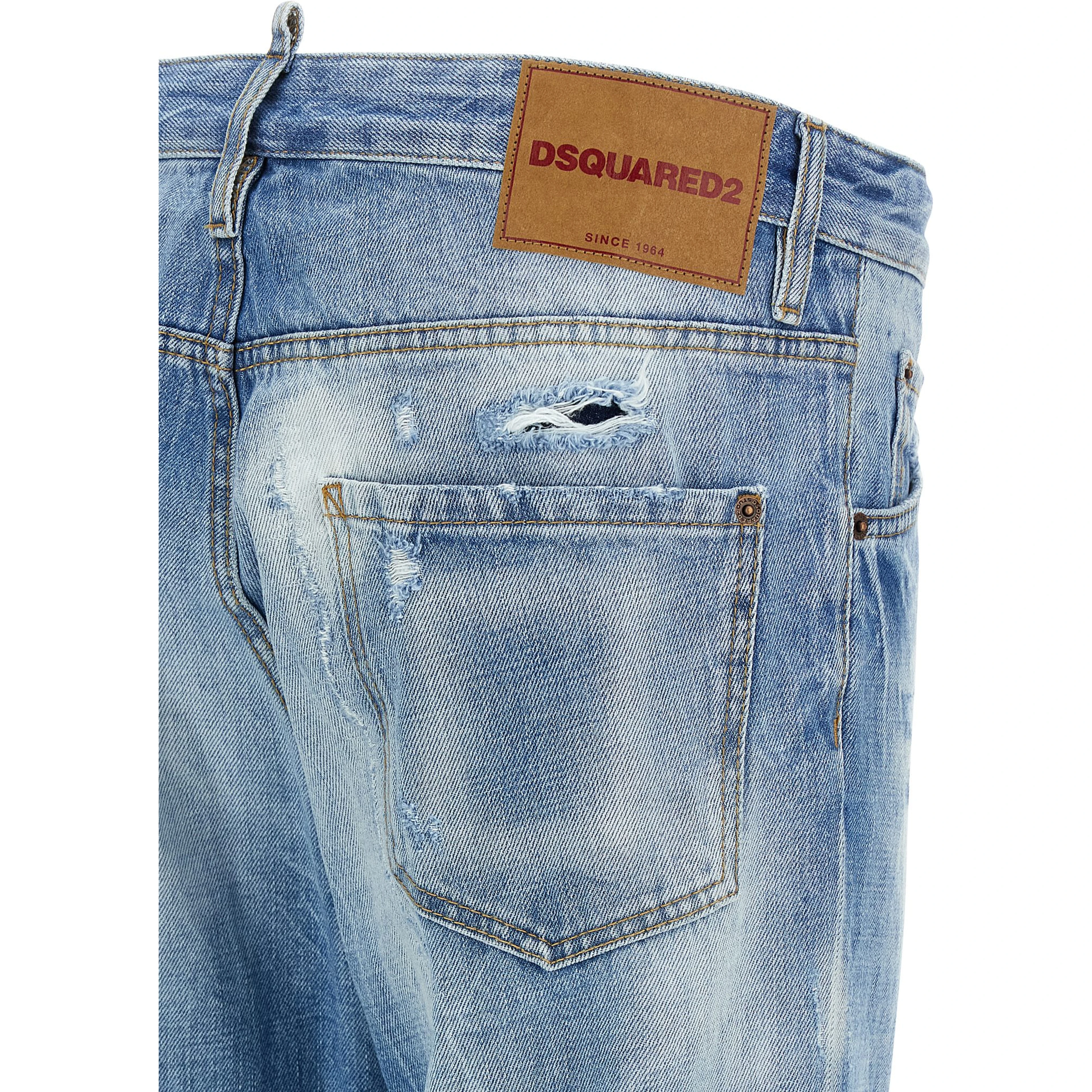Blue Cotton Straight-Leg Jeans
