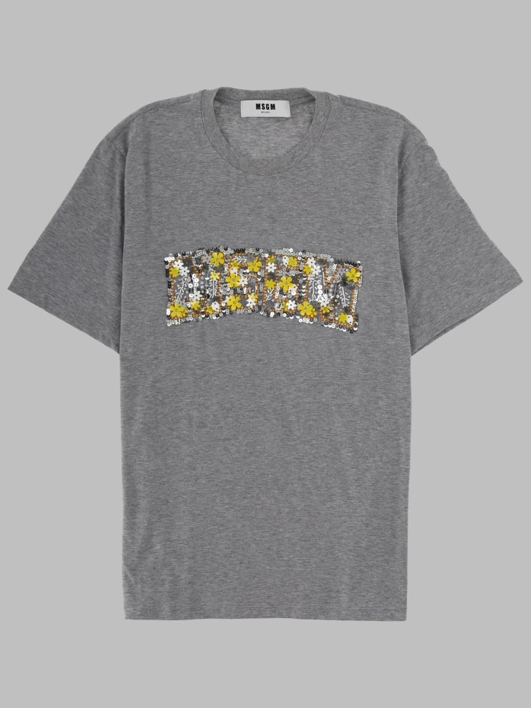 T-SHIRT CON LOGO CON PAILLETTES