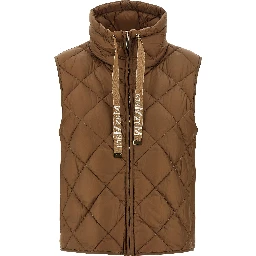 Brown Polyamide Sleeveless Jacket