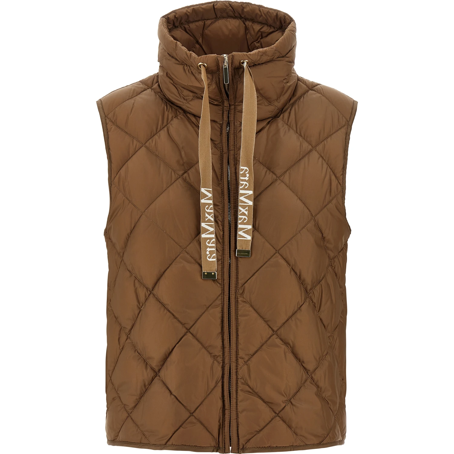 Brown Polyamide Sleeveless Jacket