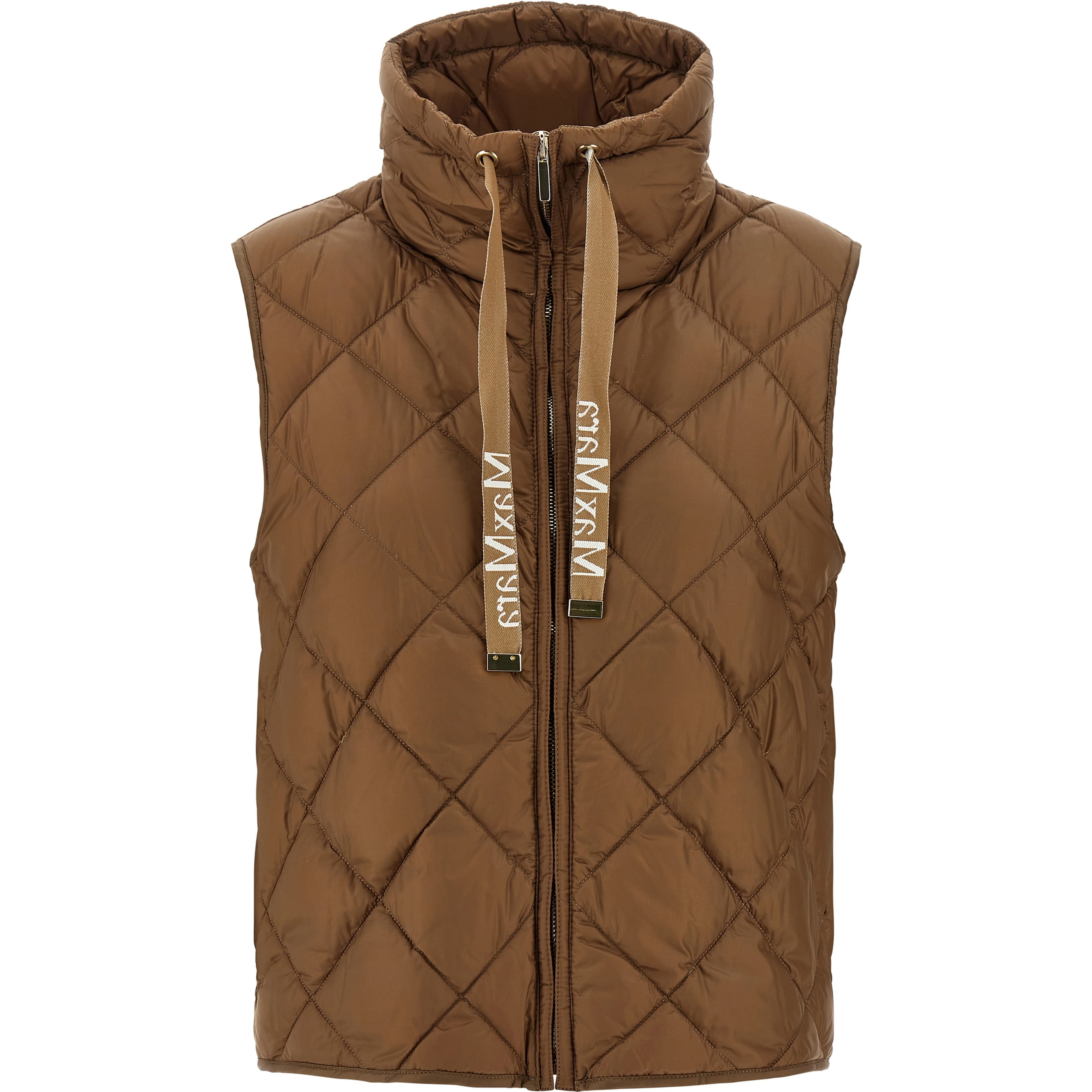 Brown Polyamide Sleeveless Jacket